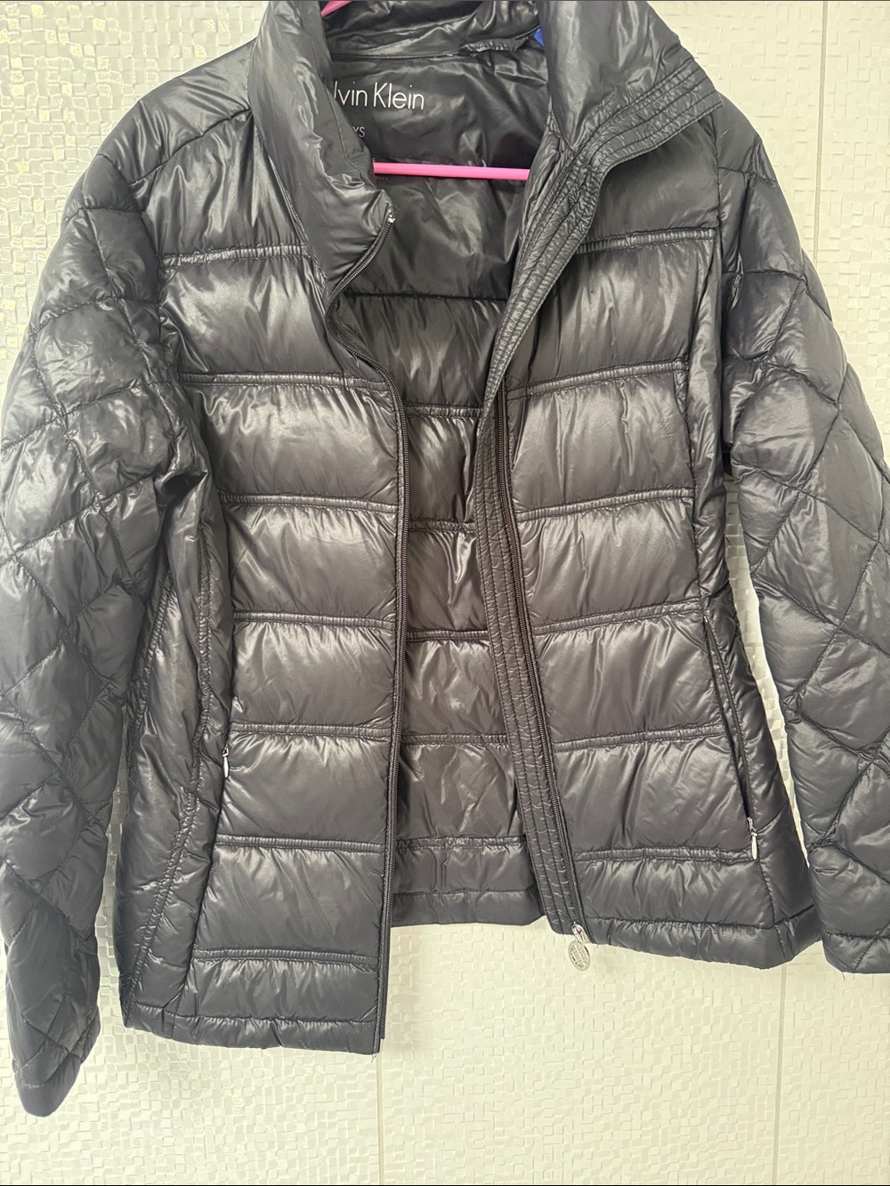 Calvin Klein Women's Shiny Black Quilted Puffer Jacket